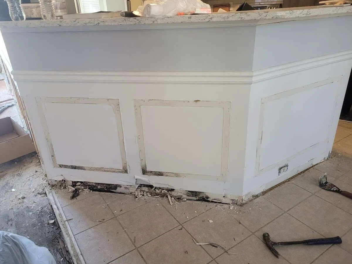 Water damage and mold on kitchen during Storm Damage Restoration in Fruitville